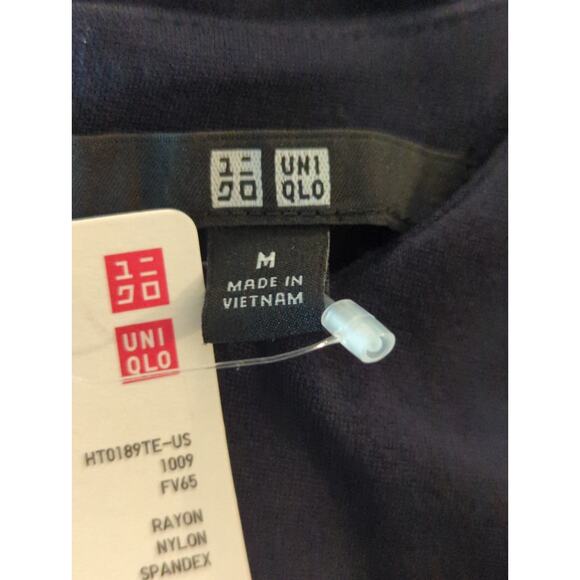 Uniqlo Women's Solid 3/4 Sleeve Mini Dress Navy Blue  Medium NWT Preppy Academia - Picture 8 of 9